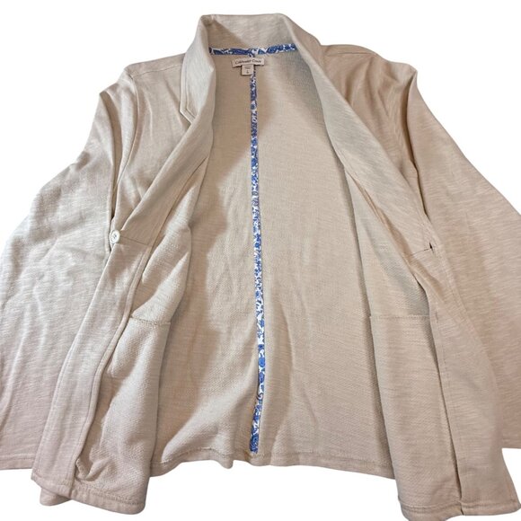 Coldwater Creek Womens Beige Single Button Long Sleeve Cotton Sweater Blazer L - Picture 6 of 7
